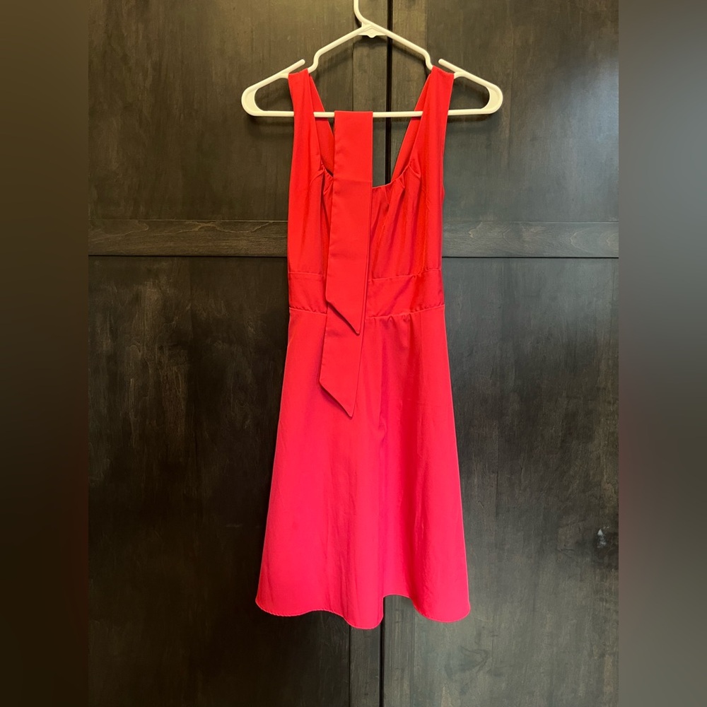 Red Sleeveless Dress with Bow Detail